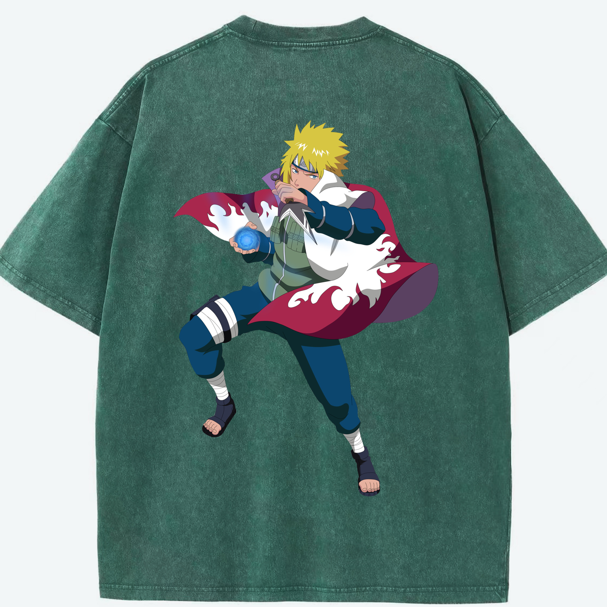 （画像用） NARUTO -ナルト- 波風 ミナト Namikaze Minato 綿100% ヴィンテージ風 半袖Tシャツ（背面プリント）